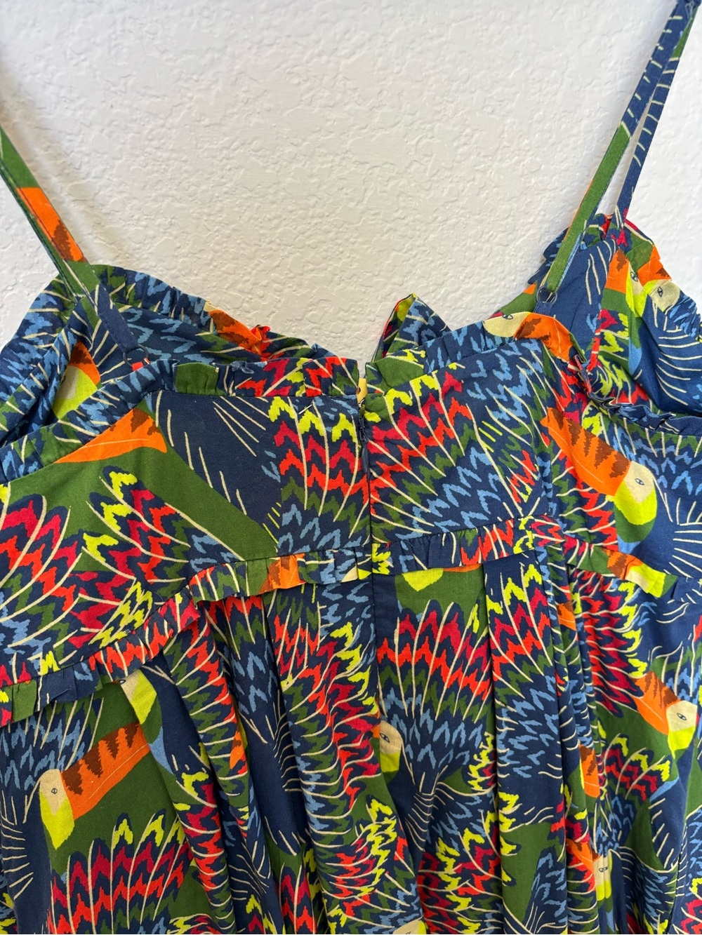 FARM Rio x Anthropologie Tropical Toucan Bird Print Cotton Tiered Maxi Dress L - Picture 5 of 5